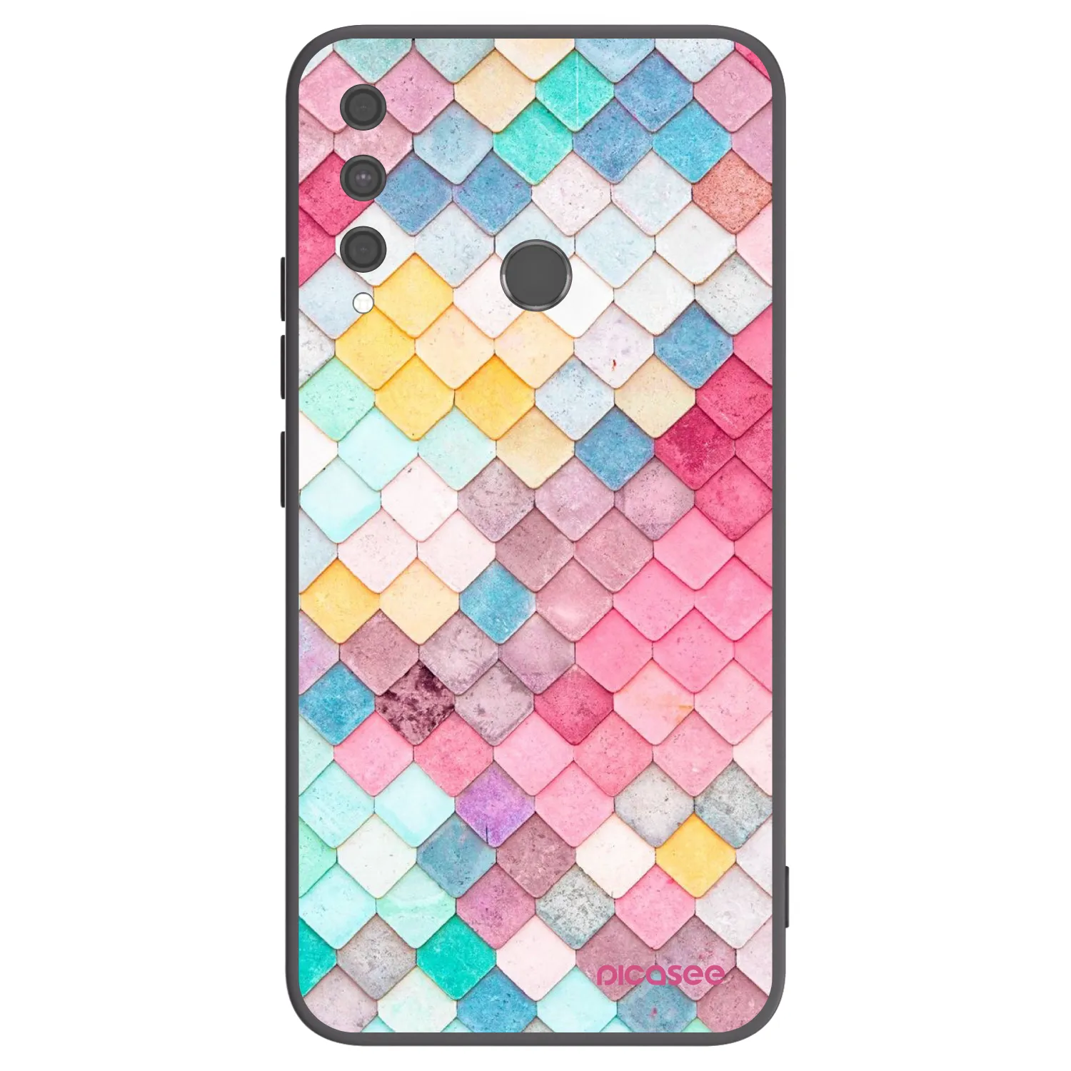 Picasee silikonowe czarne etui na Huawei P40 Lite E - Colorful roof