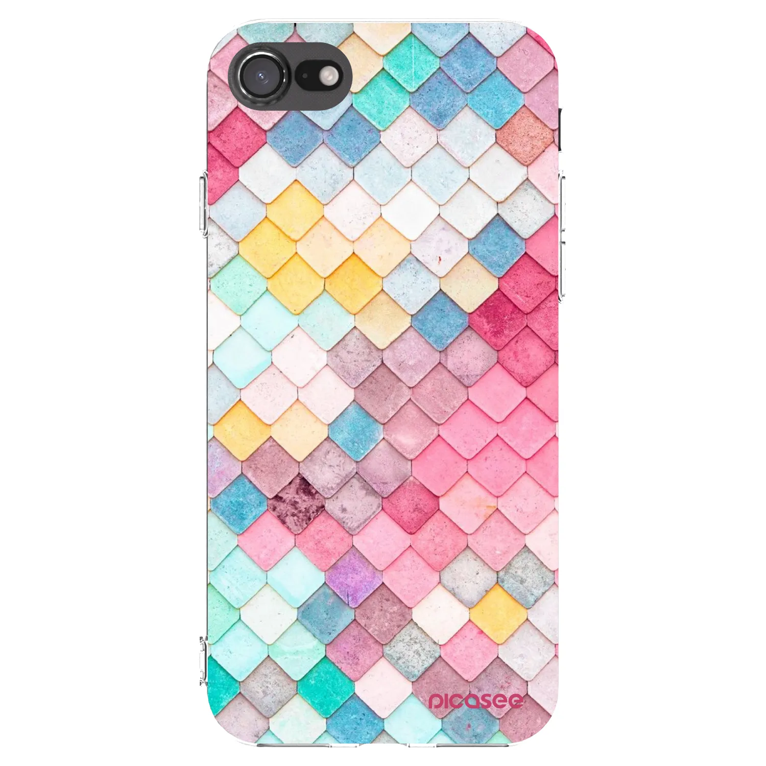 Picasee silikonowe przeźroczyste etui na Apple iPhone SE 2020 - Colorful roof