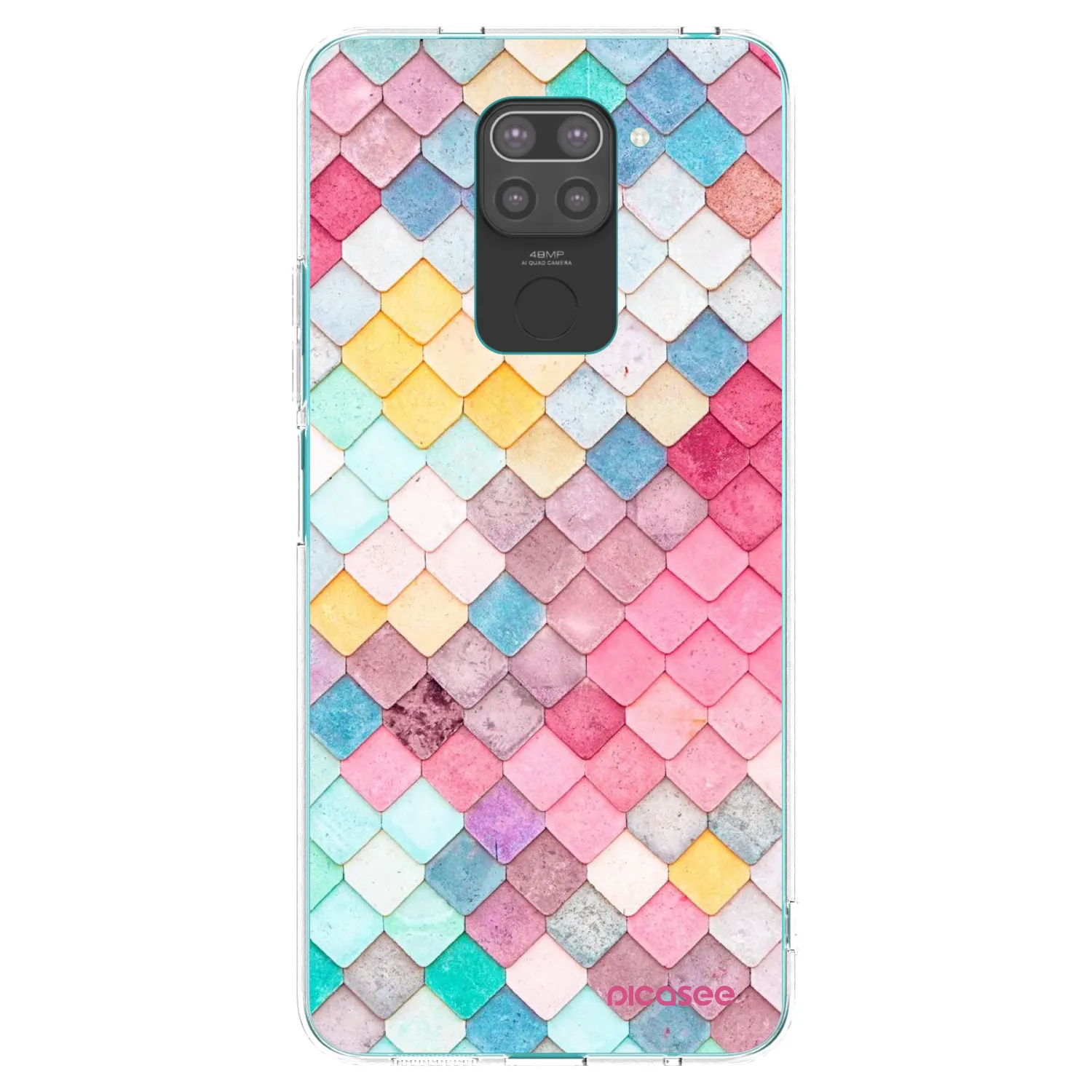 Picasee silikonowe czarne etui na Xiaomi Redmi Note 9 - Colorful roof