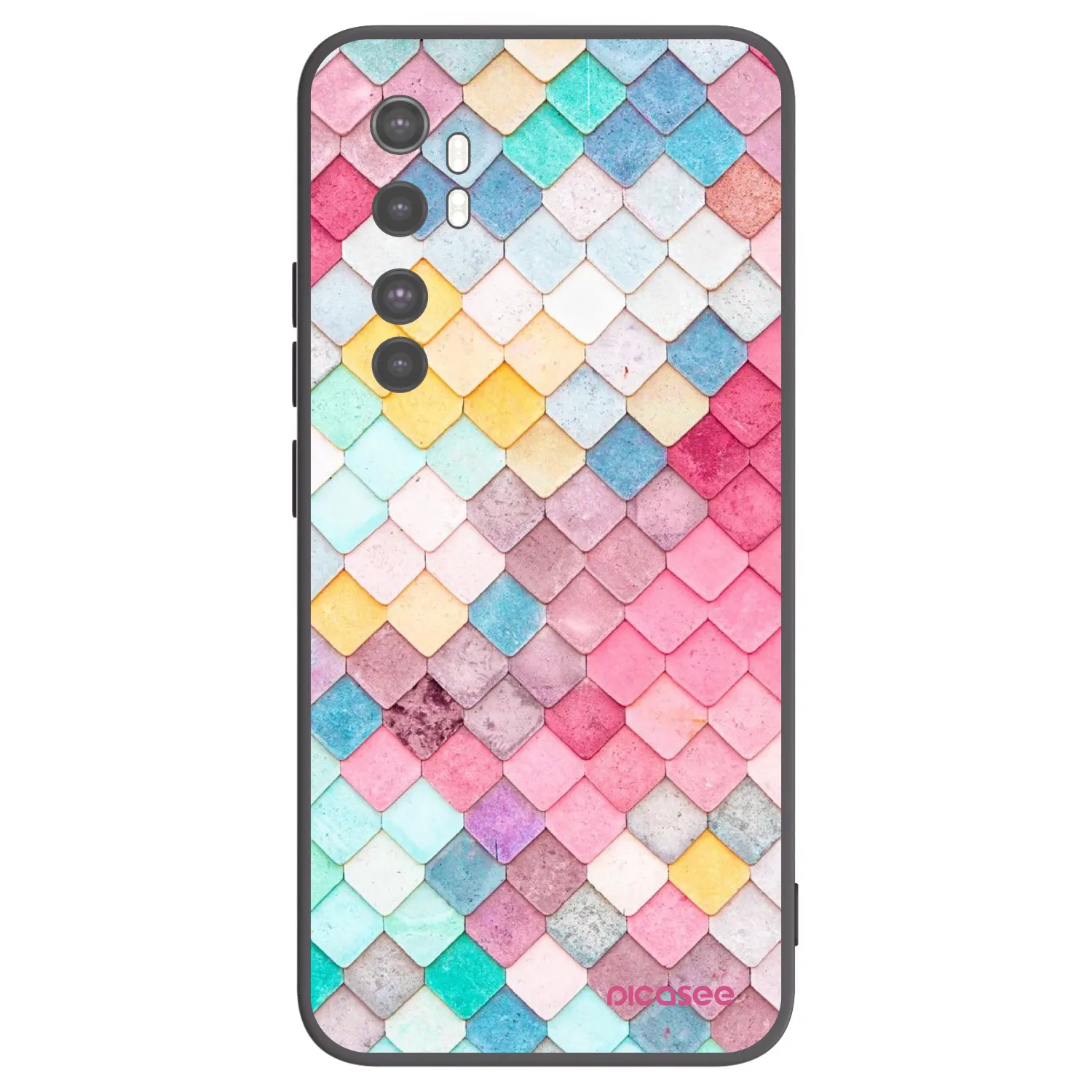 Picasee silikonowe czarne etui na Xiaomi Mi Note 10 Lite - Colorful roof