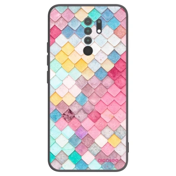 Picasee silikonowe czarne etui na Xiaomi Redmi 9 - Colorful roof