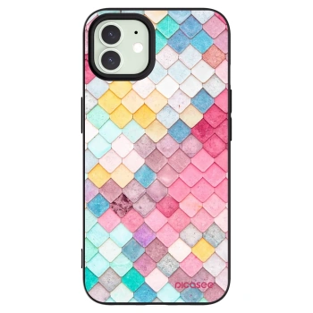 Picasee silikonowe czarne etui na Apple iPhone 12 Pro - Colorful roof