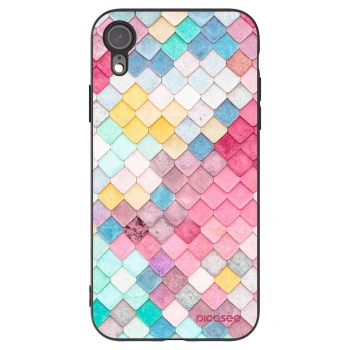 Picasee silikonowe czarne etui na Apple iPhone XR - Colorful roof