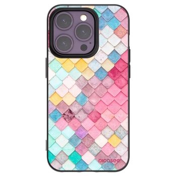 Picasee silikonowe czarne etui na Apple iPhone 14 Pro - Colorful roof