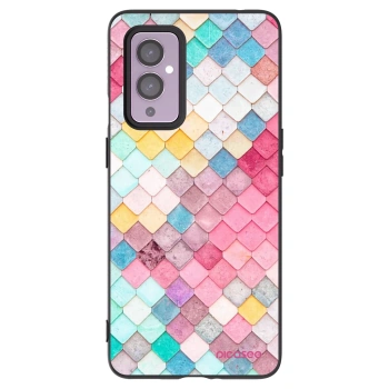 Picasee silikonowe czarne etui na OnePlus 9 - Colorful roof