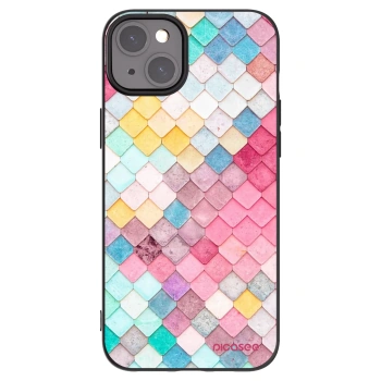 Picasee silikonowe czarne etui na Apple iPhone 15 Plus - Colorful roof