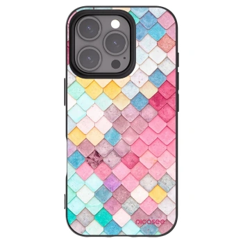 Picasee silikonowe czarne etui na Apple iPhone 16 Pro - Colorful roof