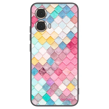 Picasee silikonowe czarne etui na Motorola Moto G85 - Colorful roof