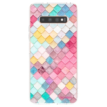 Picasee silikonowe przeźroczyste etui na Samsung Galaxy S10 Plus G975 - Colorful roof