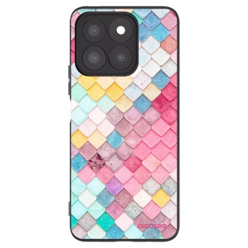 Picasee silikonowe czarne etui na Honor X8c - Colorful roof