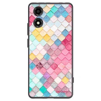 Picasee silikonowe czarne etui na Motorola Moto E14 - Colorful roof
