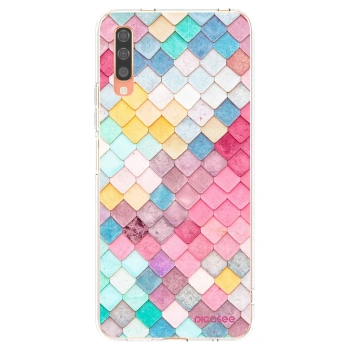 Picasee silikonowe przeźroczyste etui na Samsung Galaxy A70 A705F - Colorful roof
