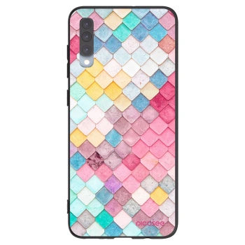 Picasee silikonowe czarne etui na Samsung Galaxy A70 A705F - Colorful roof