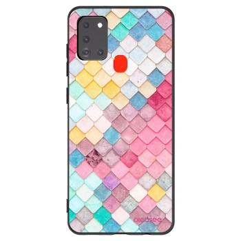 Picasee silikonowe czarne etui na Samsung Galaxy A21s - Colorful roof