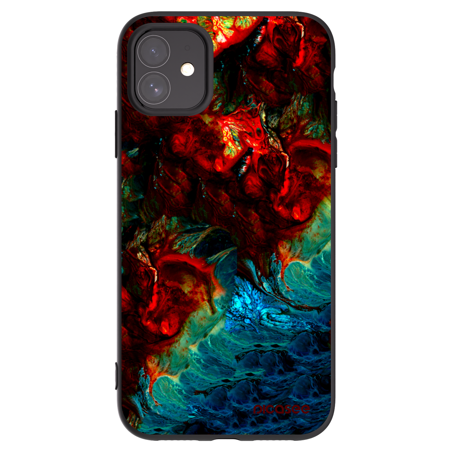 Picasee silikonowe czarne etui na Apple iPhone 11 - Universe