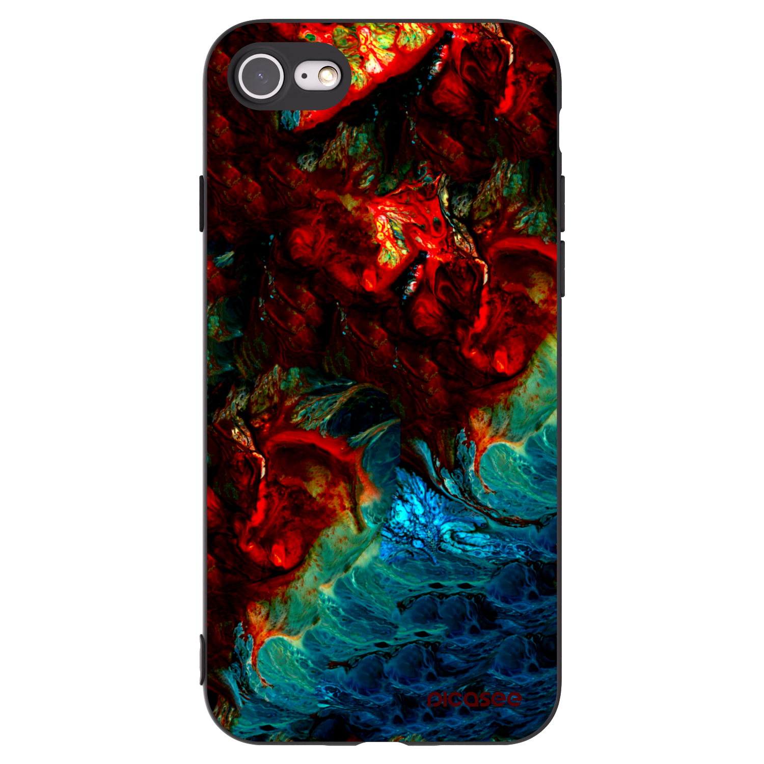 Picasee silikonowe czarne etui na Apple iPhone SE 2020 - Universe