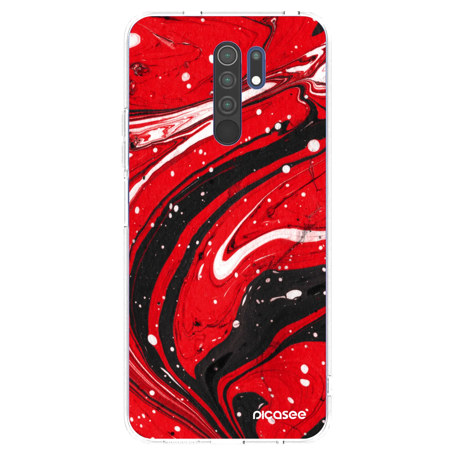 Picasee silikonowe przeźroczyste etui na Xiaomi Redmi 9 - Red black