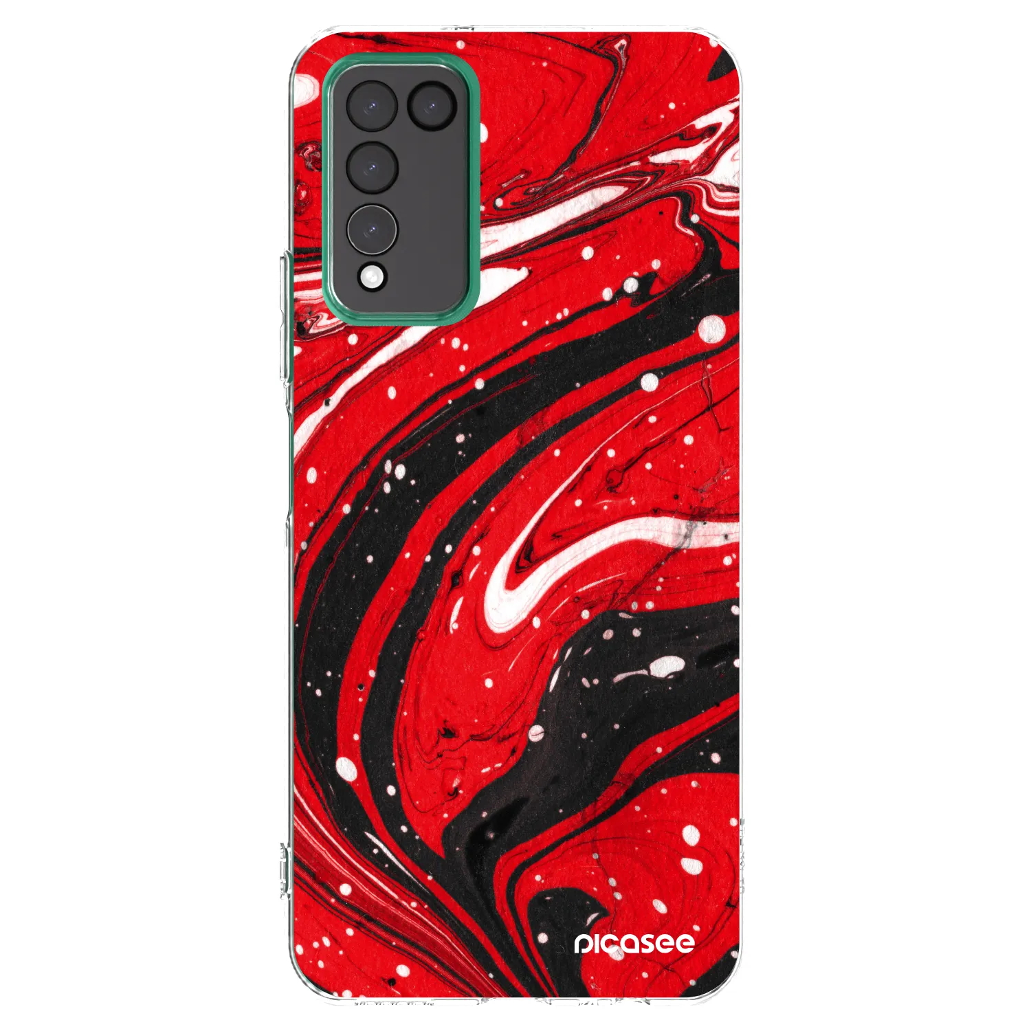Picasee silikonowe przeźroczyste etui na Honor 10X Lite - Red black