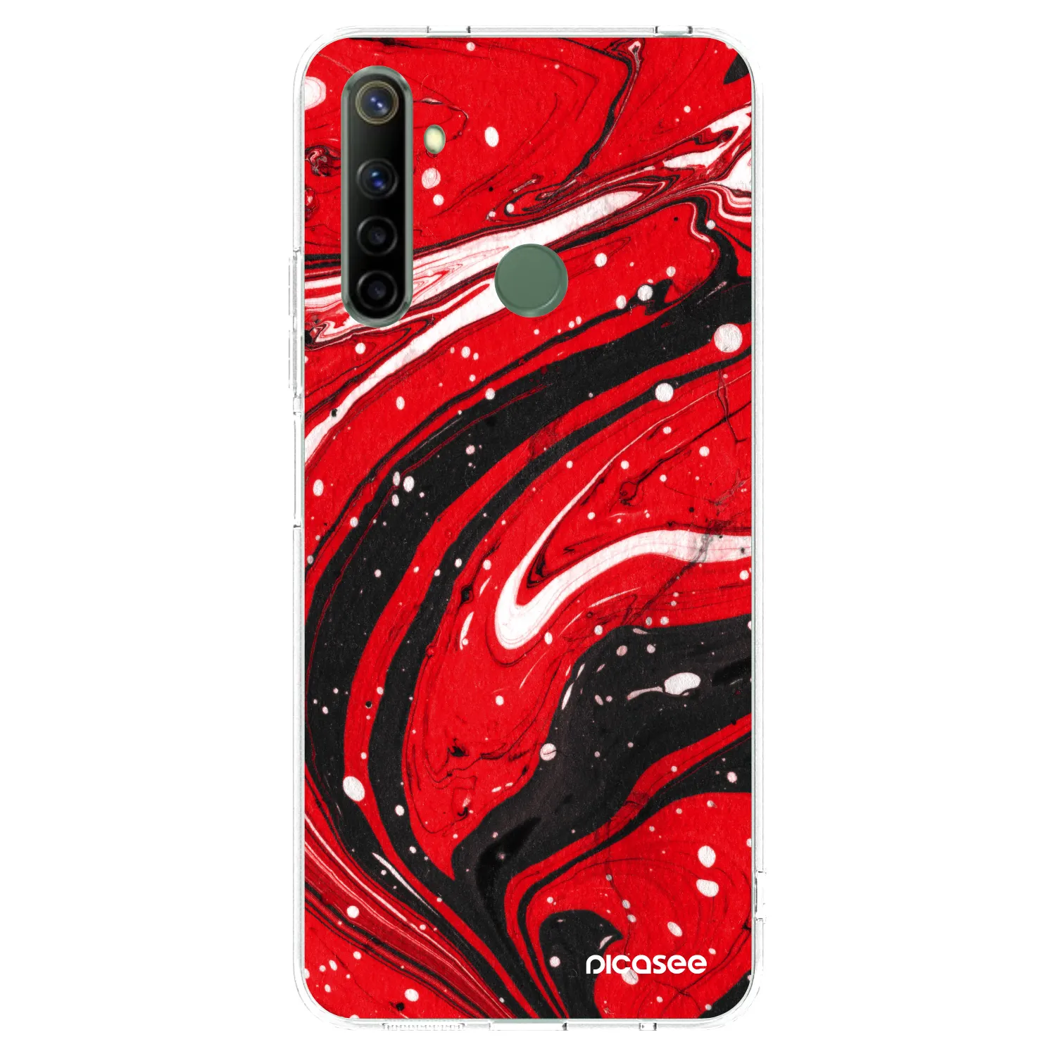 Picasee silikonowe przeźroczyste etui na Realme 6i - Red black