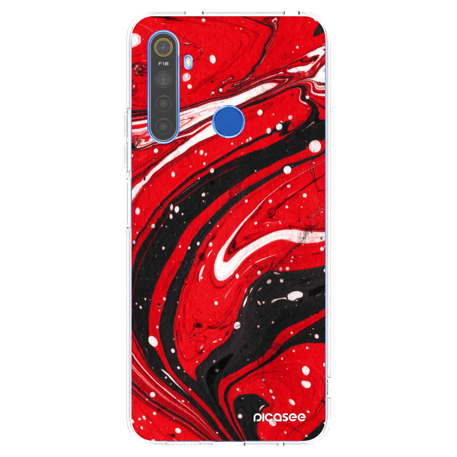 Picasee silikonowe przeźroczyste etui na Realme 5 - Red black