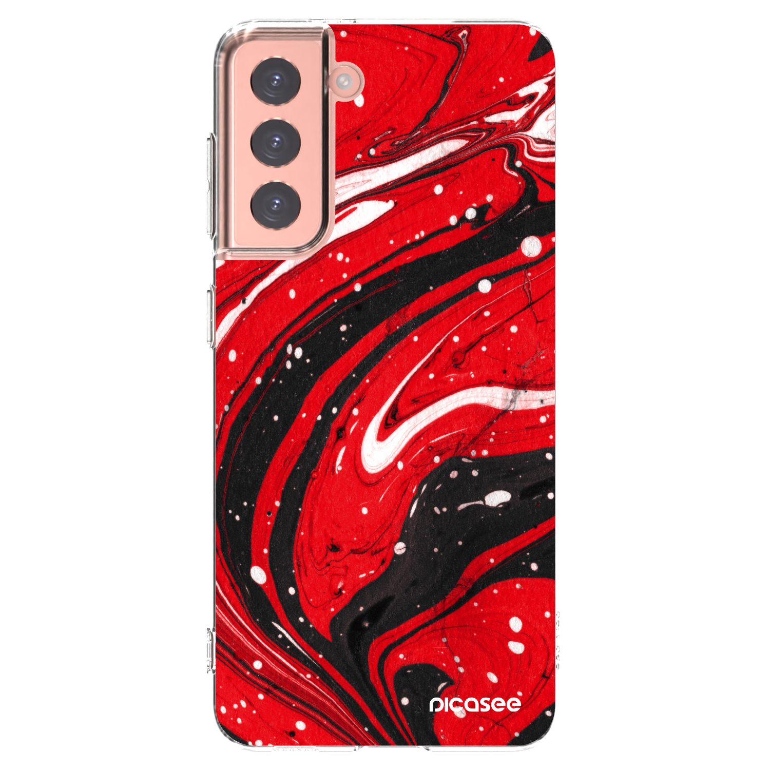 Picasee silikonowe przeźroczyste etui na Samsung Galaxy S21 5G G991B - Red black