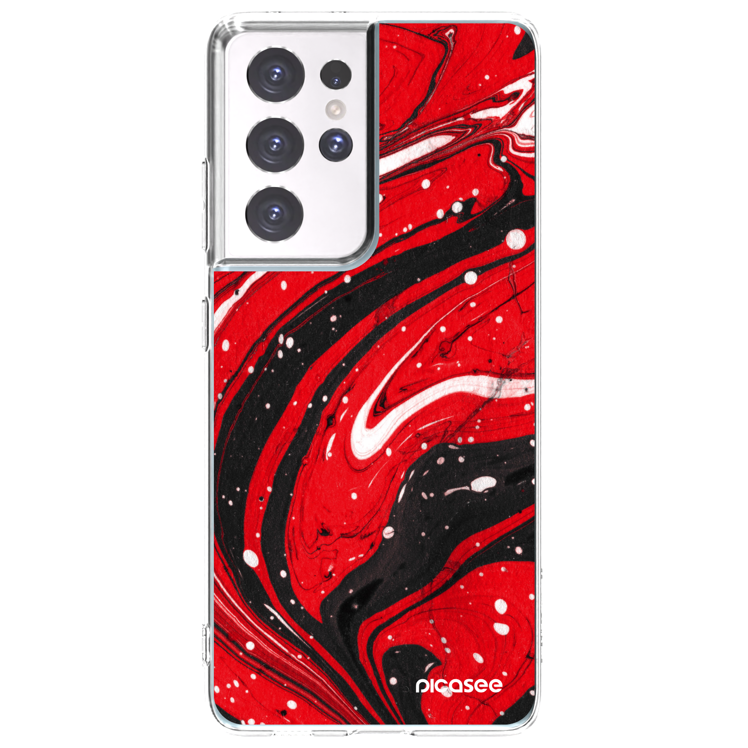 Picasee silikonowe przeźroczyste etui na Samsung Galaxy S21 Ultra 5G G998B - Red black