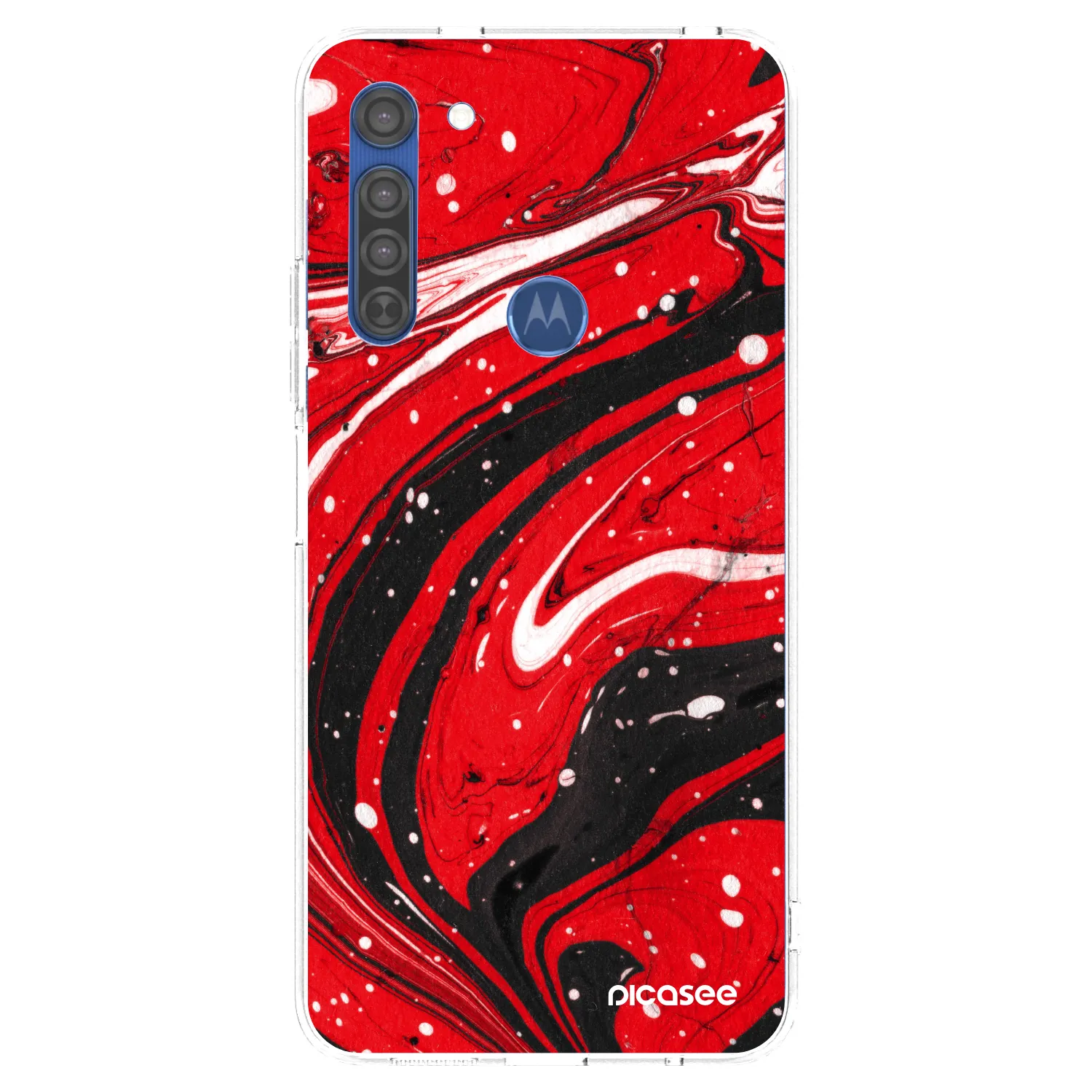 Picasee silikonowe przeźroczyste etui na Motorola Moto G8 - Red black