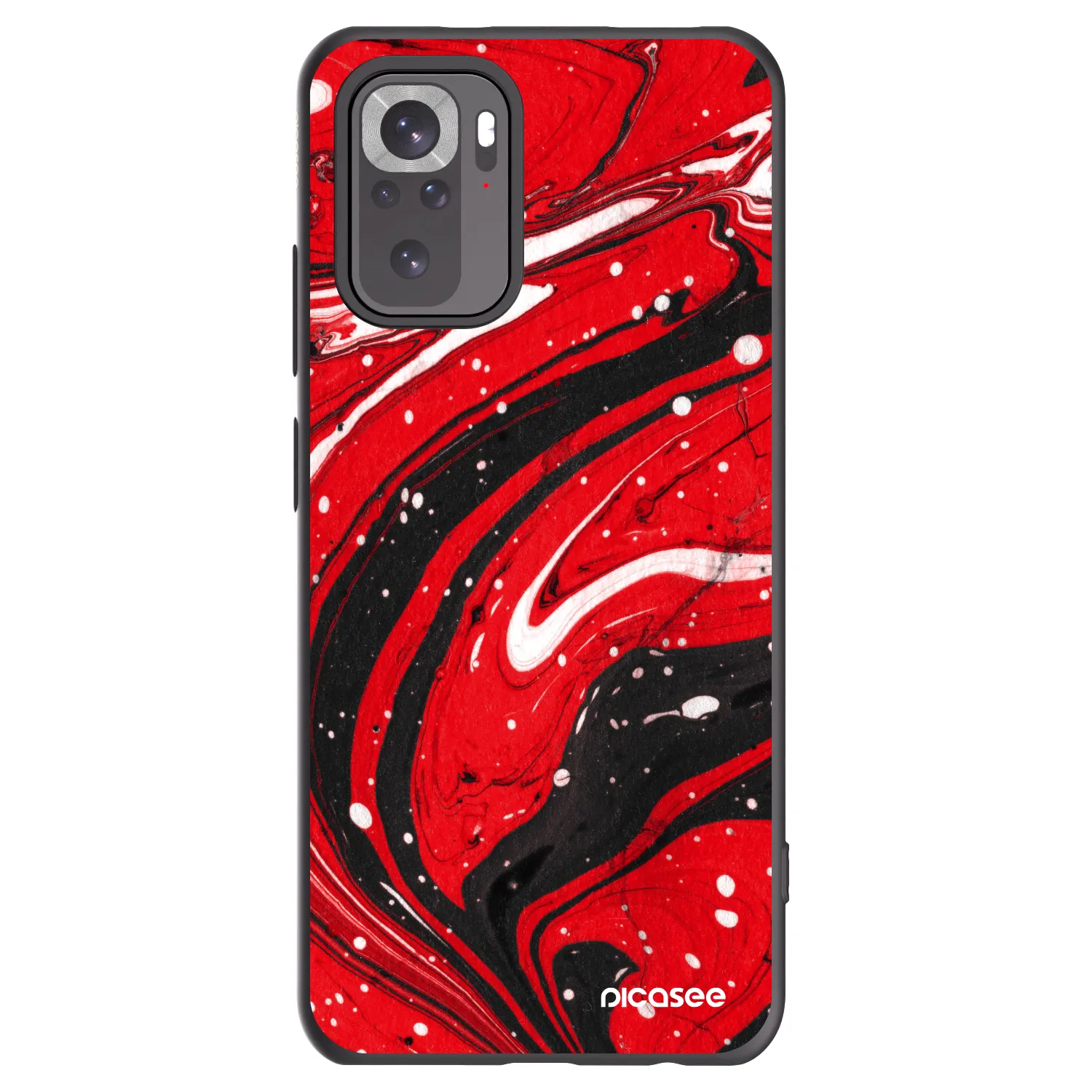 Picasee silikonowe czarne etui na Xiaomi Redmi Note 10S - Red black