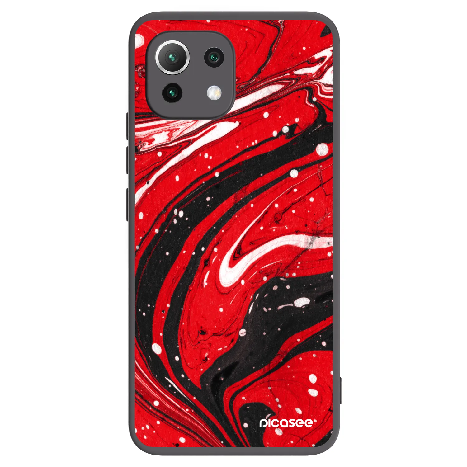 Picasee silikonowe czarne etui na Xiaomi Mi 11 Lite - Red black