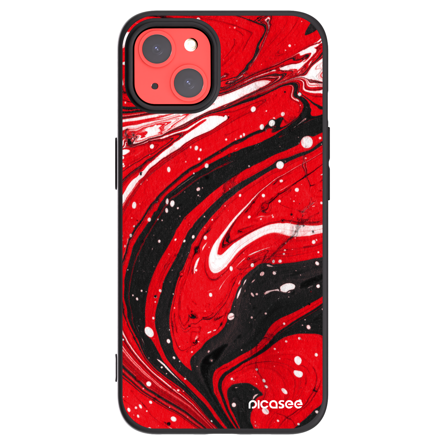 Picasee silikonowe czarne etui na Apple iPhone 13 - Red black