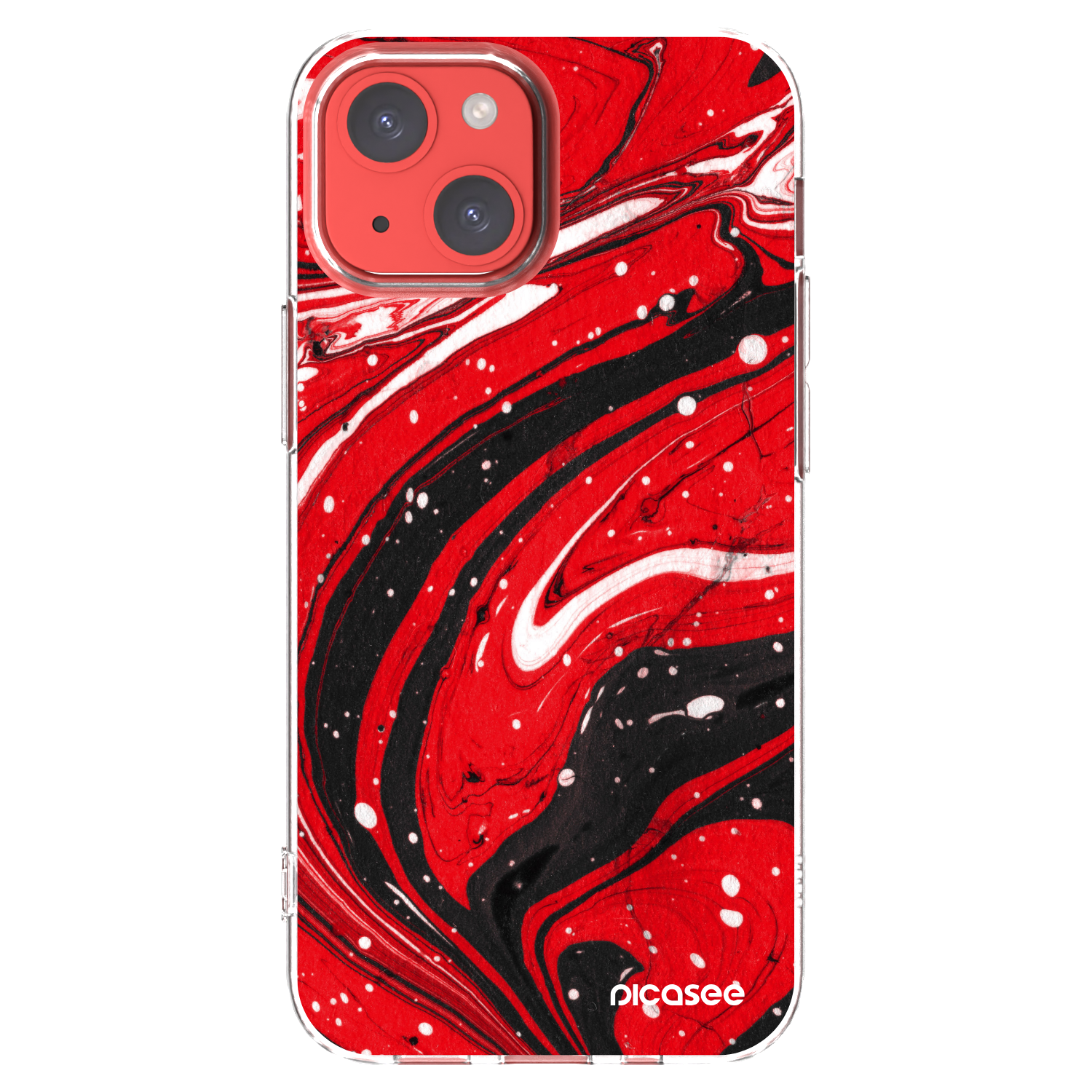 Picasee silikonowe przeźroczyste etui na Apple iPhone 13 mini - Red black