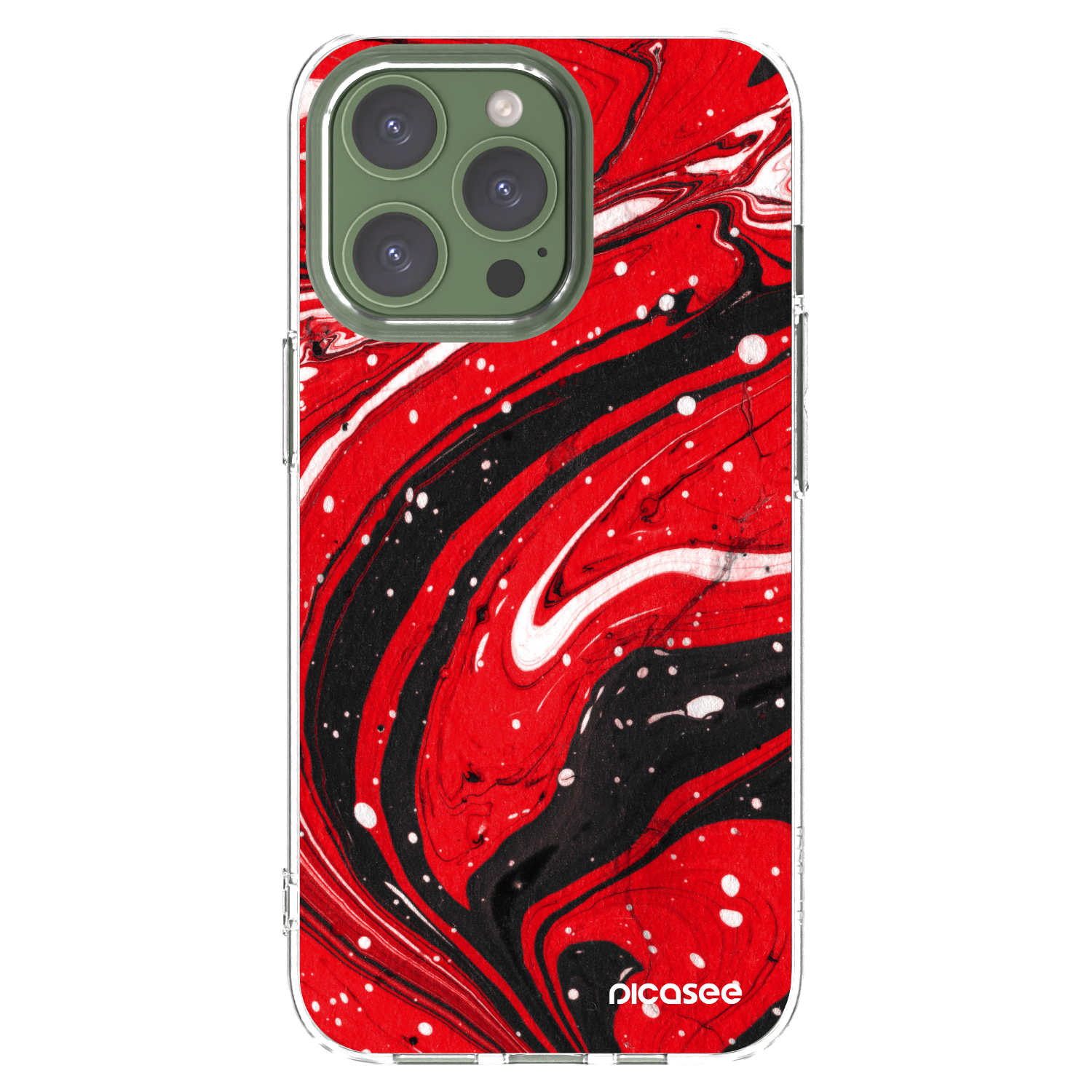 Picasee silikonowe przeźroczyste etui na Apple iPhone 13 Pro - Red black