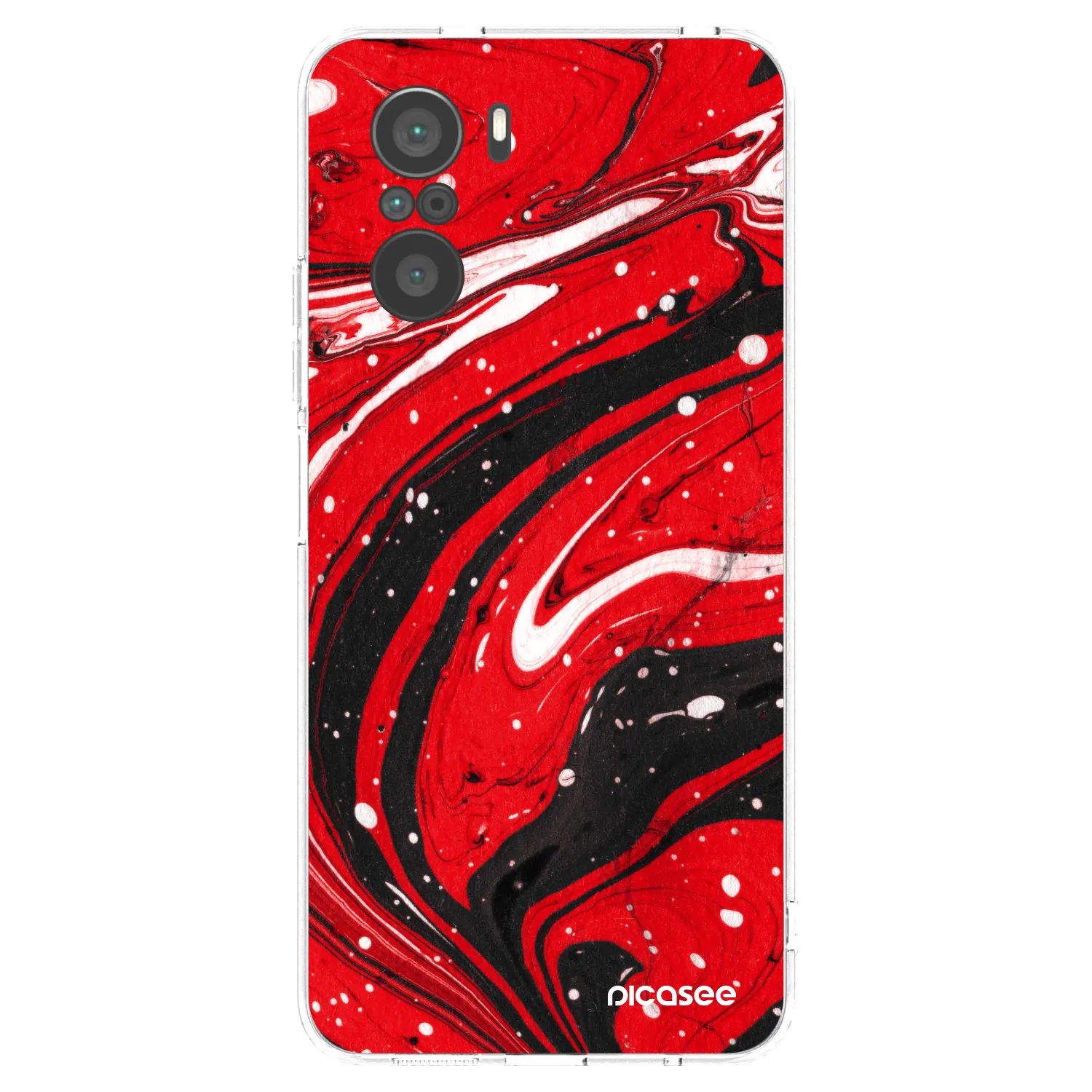 Picasee silikonowe przeźroczyste etui na Xiaomi Poco F3 - Red black