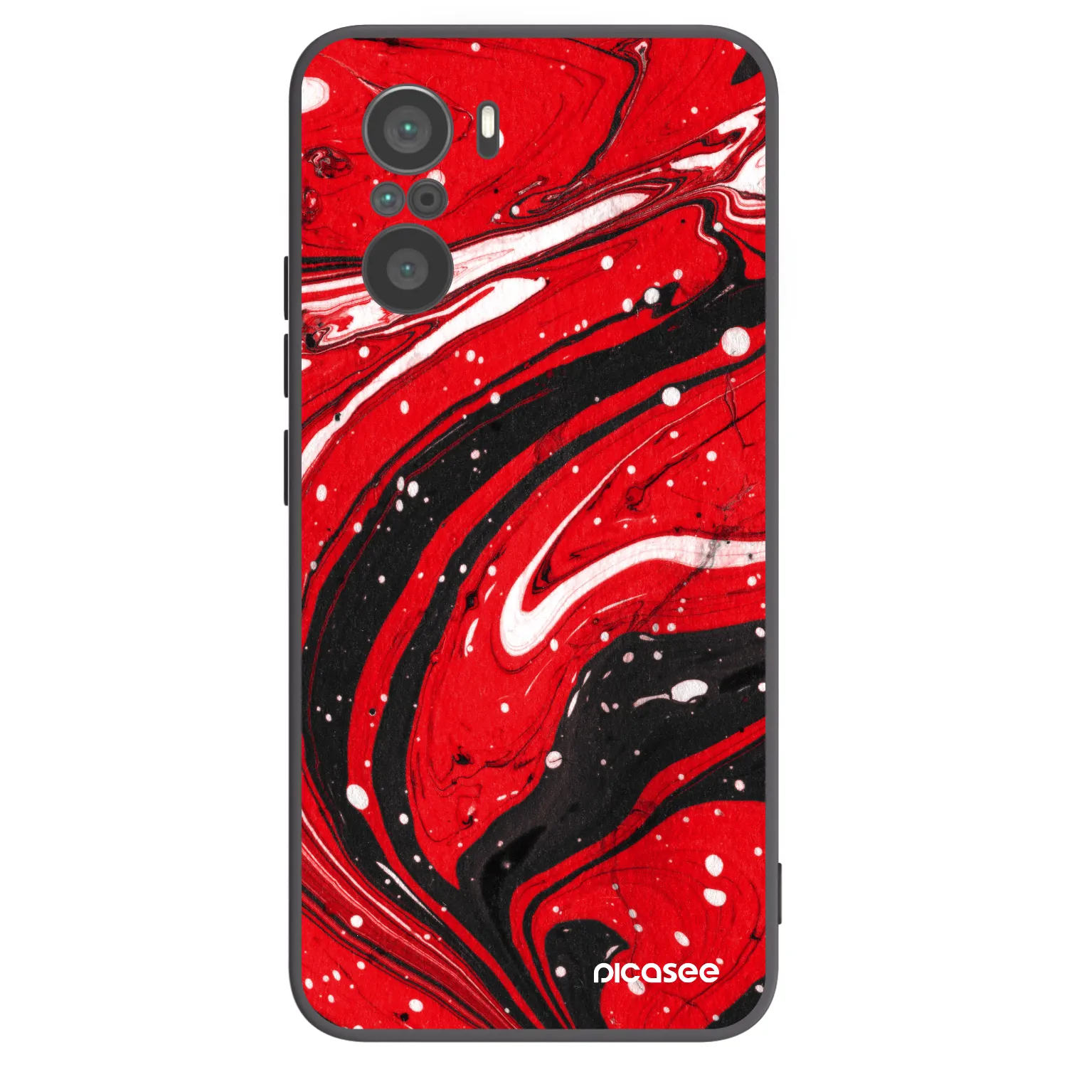 Picasee silikonowe czarne etui na Xiaomi Poco F3 - Red black