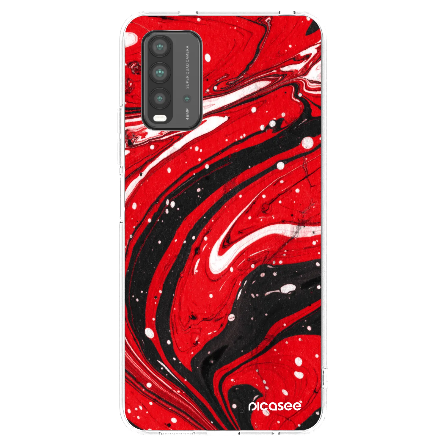Picasee silikonowe czarne etui na Xiaomi Redmi 9T - Red black