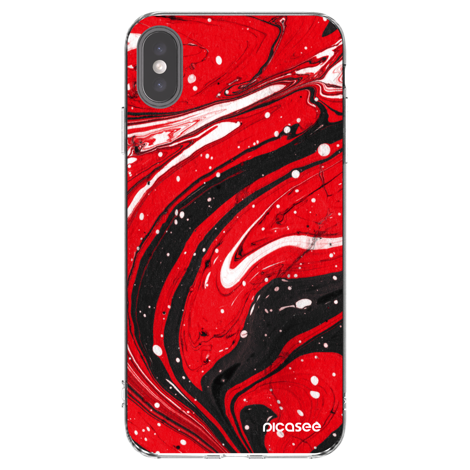 Picasee silikonowe przeźroczyste etui na Apple iPhone XS Max - Red black