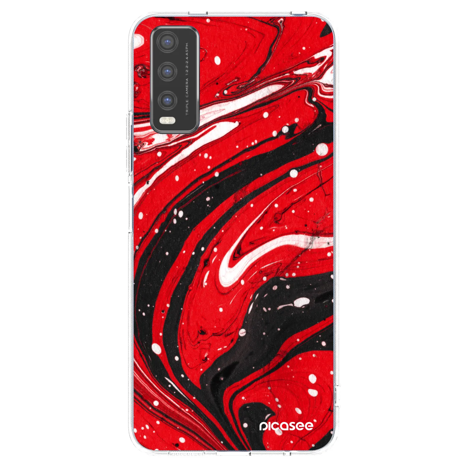 Picasee silikonowe przeźroczyste etui na Vivo Y20s - Red black