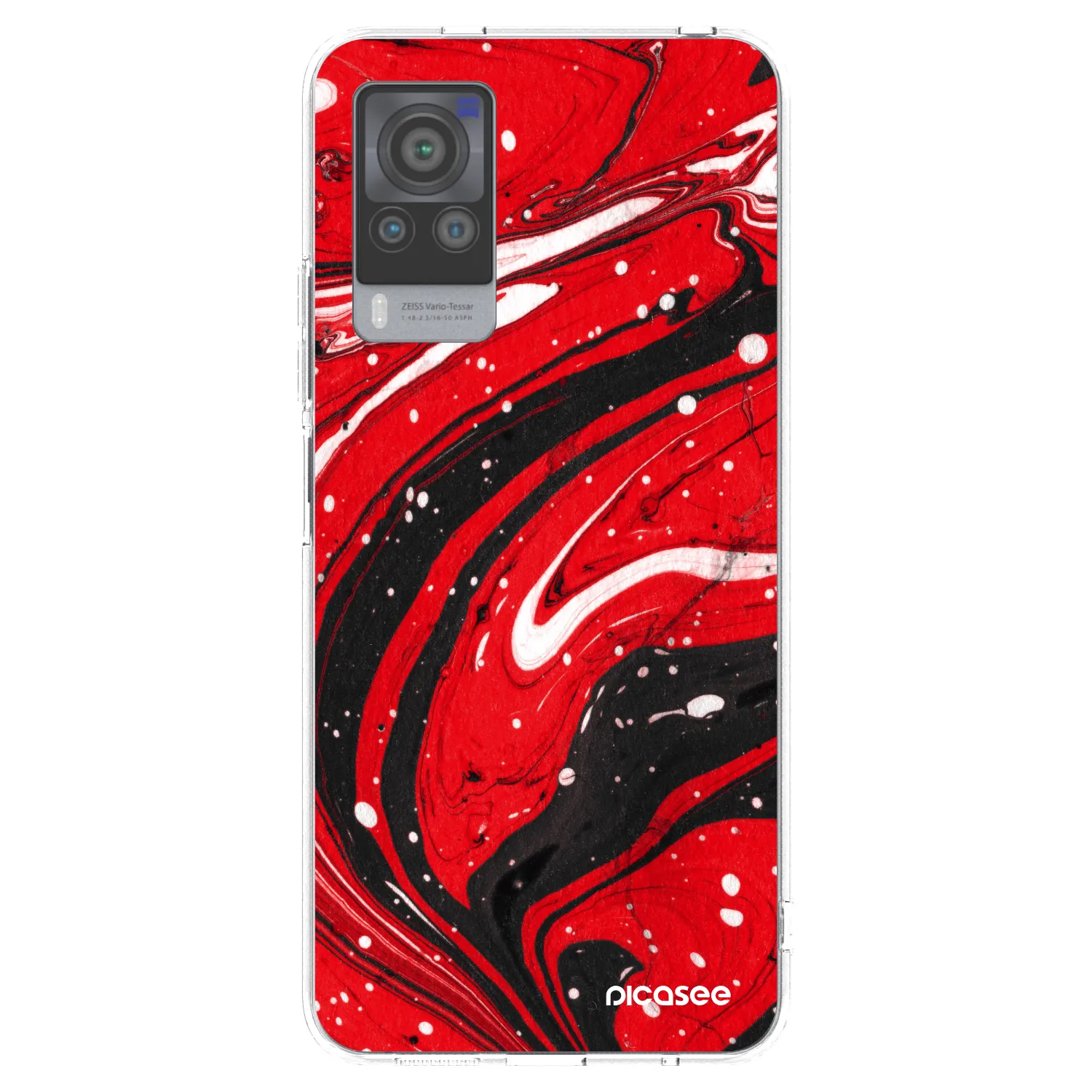 Picasee silikonowe przeźroczyste etui na Vivo X60 Pro 5G - Red black