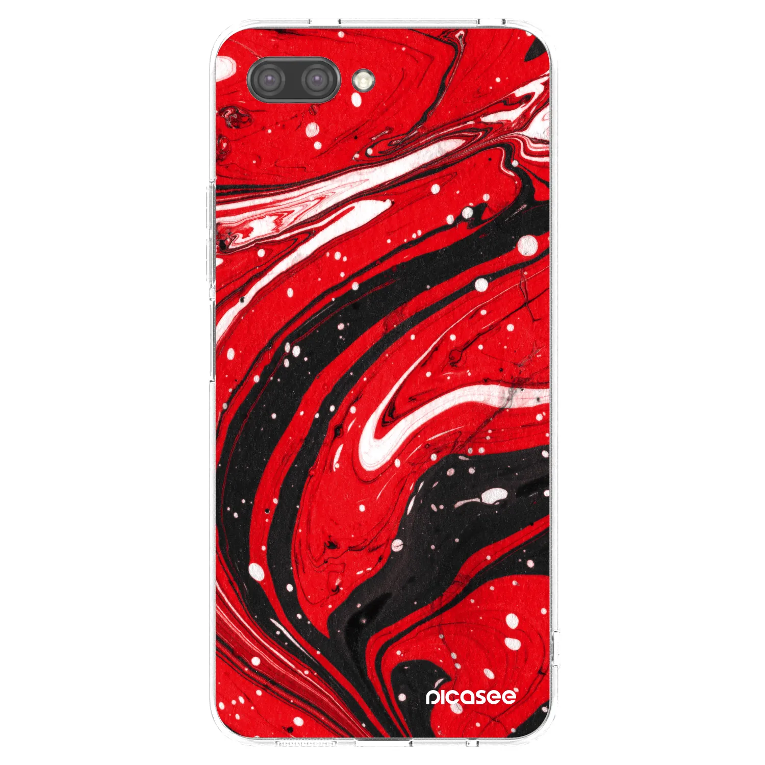 Picasee silikonowe przeźroczyste etui na Honor 10 - Red black