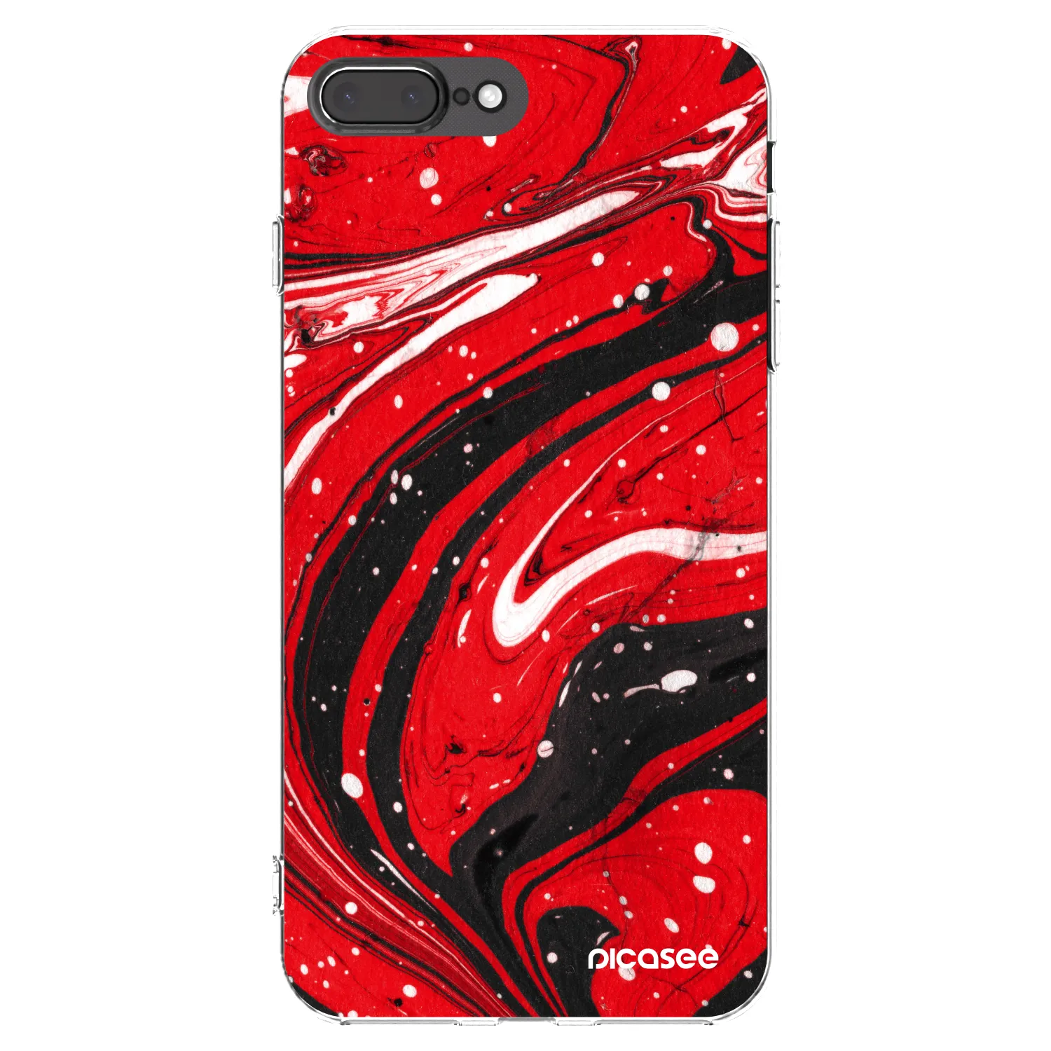 Picasee silikonowe przeźroczyste etui na Apple iPhone 7 Plus - Red black