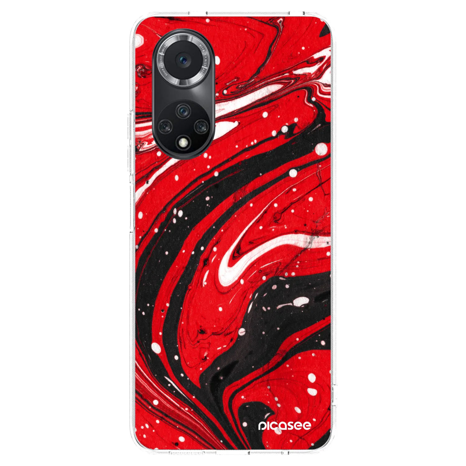 Picasee silikonowe przeźroczyste etui na Huawei Nova 9 SE - Red black