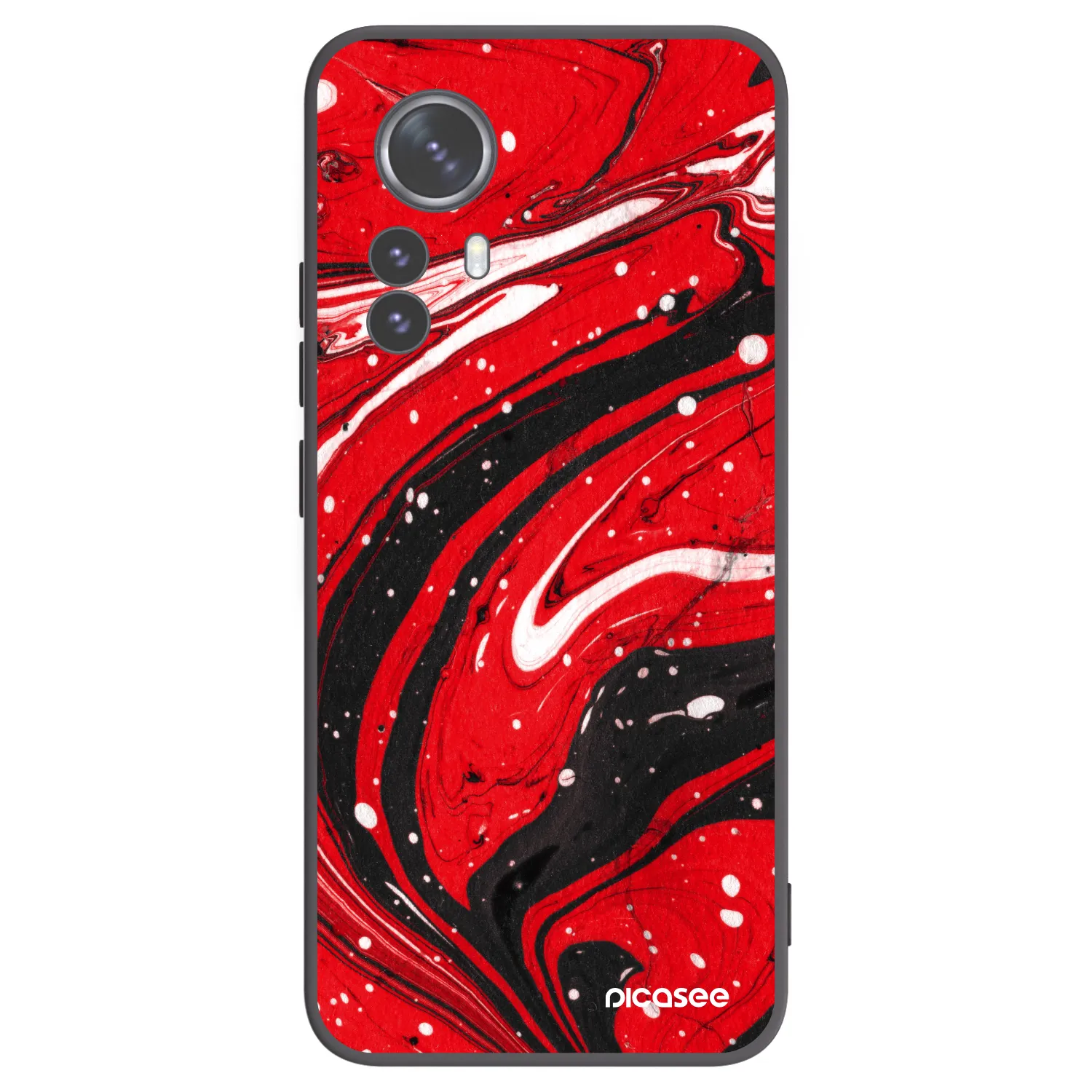 Picasee silikonowe czarne etui na Xiaomi 12 Pro - Red black