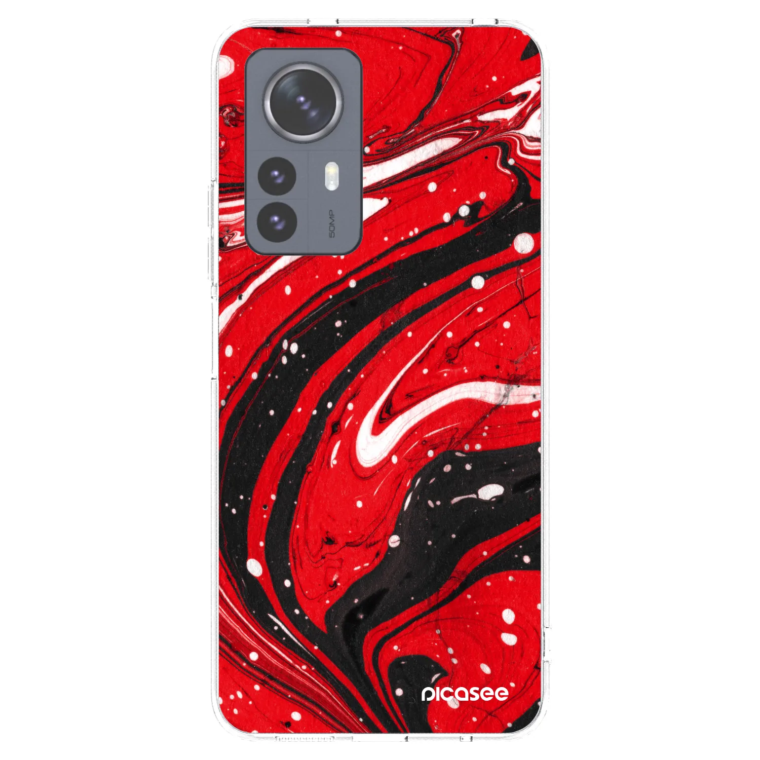 Picasee silikonowe przeźroczyste etui na Xiaomi 12 Pro - Red black