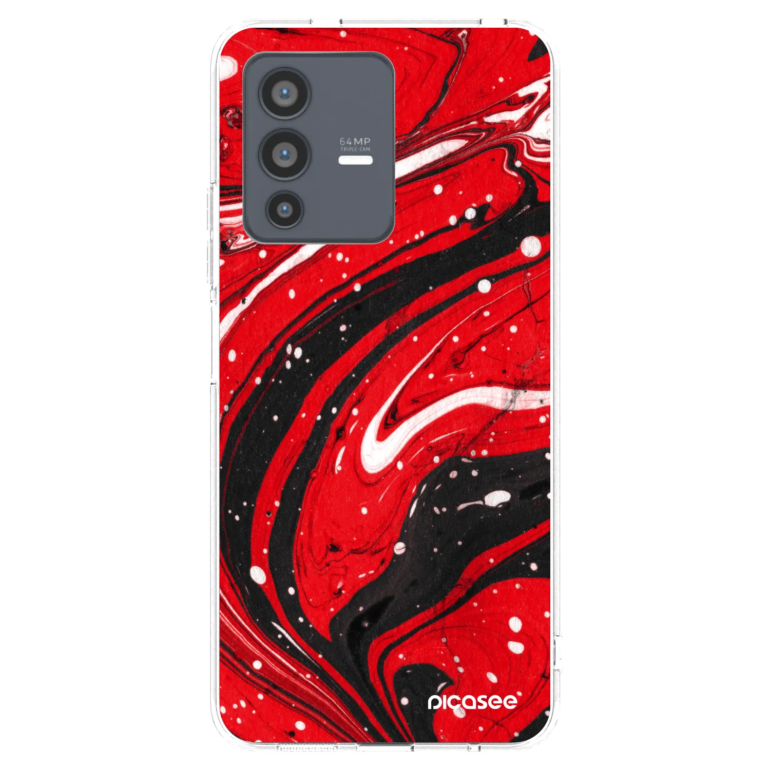 Picasee silikonowe przeźroczyste etui na Vivo V23 5G - Red black