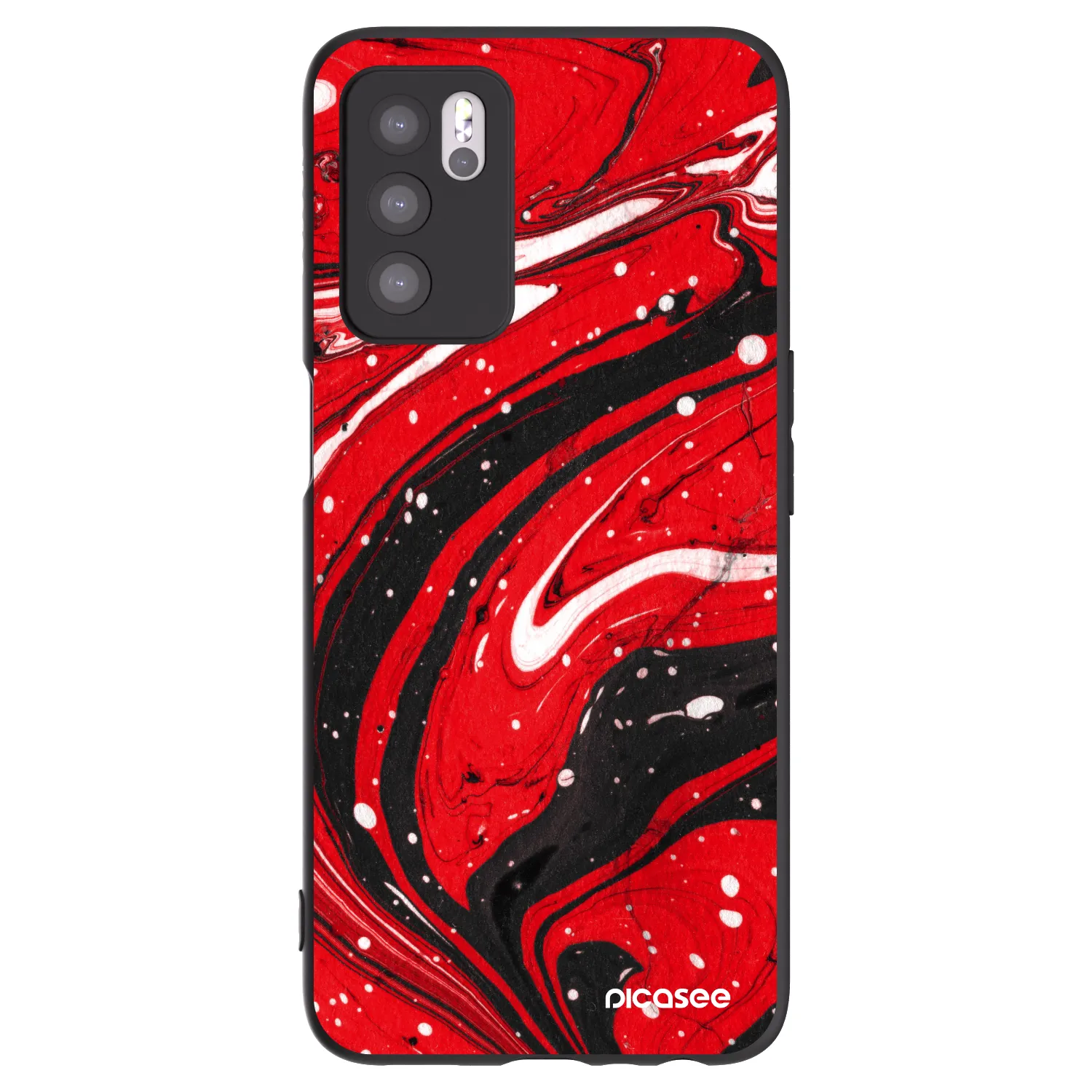 Picasee silikonowe czarne etui na OPPO A16s - Red black