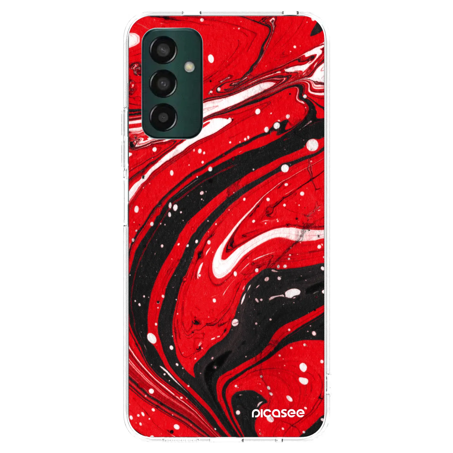Picasee silikonowe przeźroczyste etui na Samsung Galaxy M13 M135F - Red black