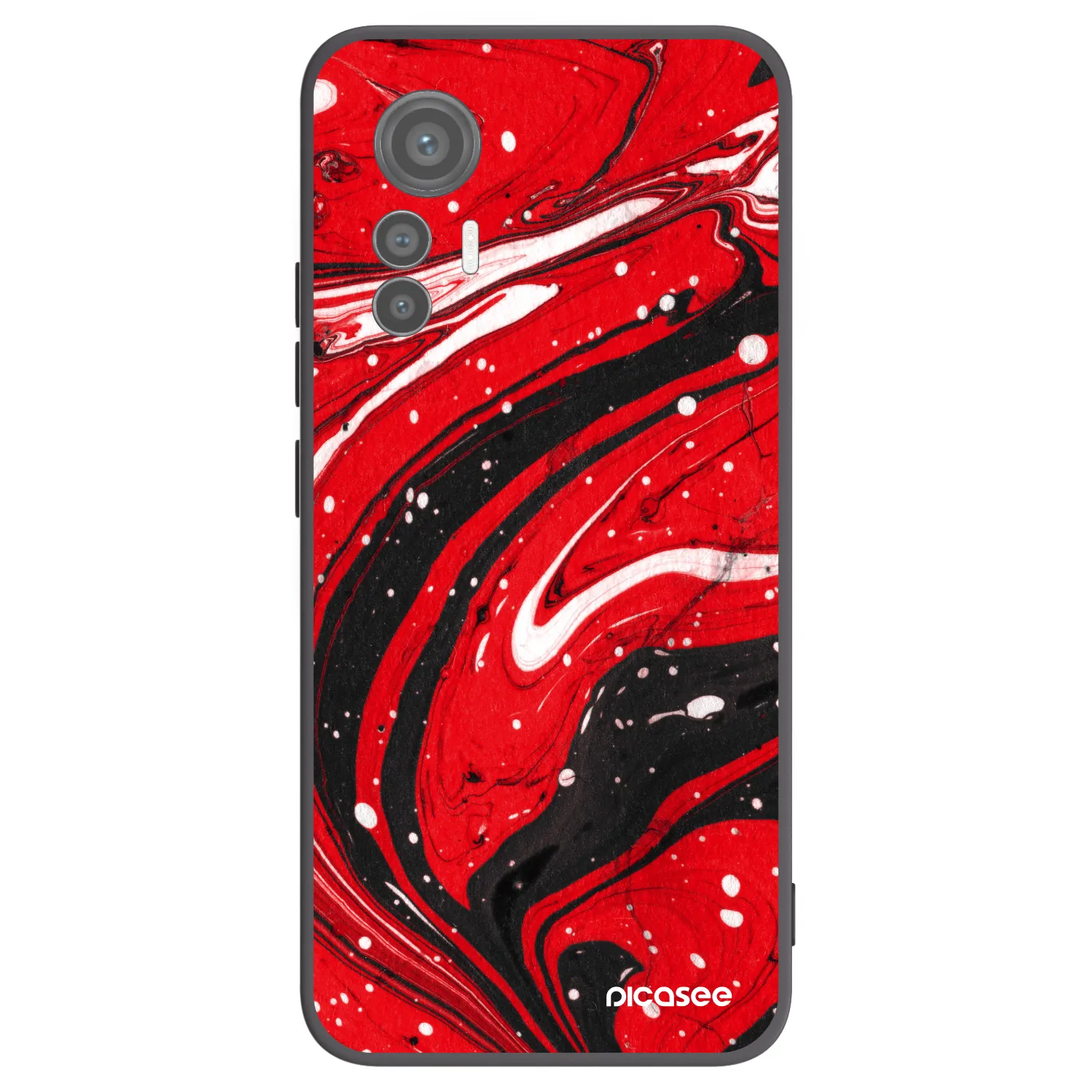 Picasee silikonowe czarne etui na Xiaomi 12 Lite - Red black