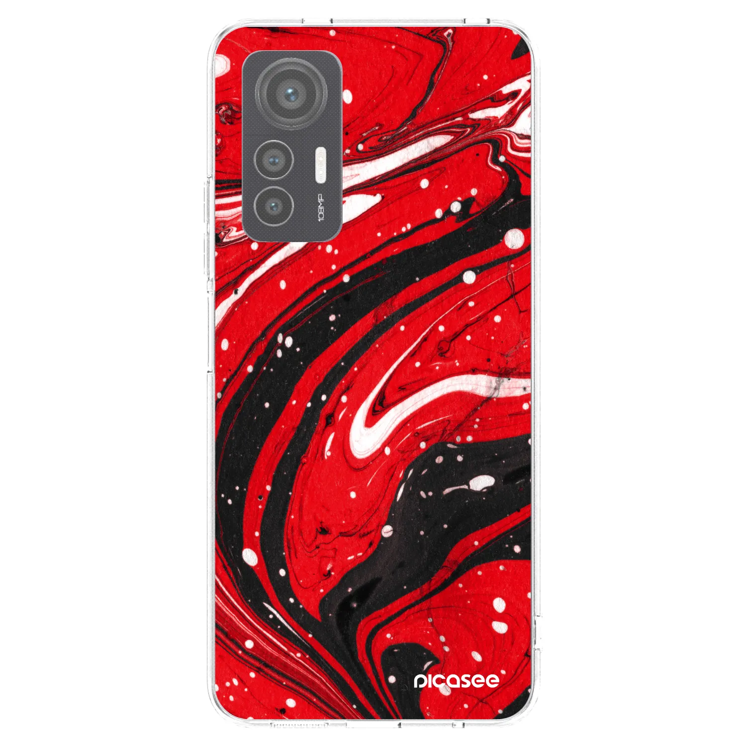 Picasee silikonowe przeźroczyste etui na Xiaomi 12 Lite - Red black