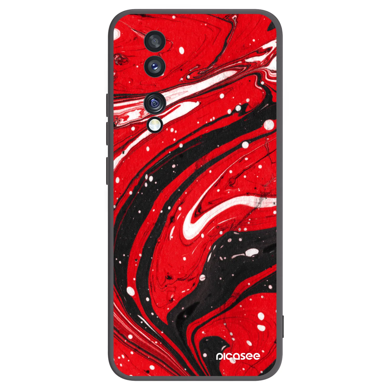 Picasee silikonowe czarne etui na Honor 70 - Red black
