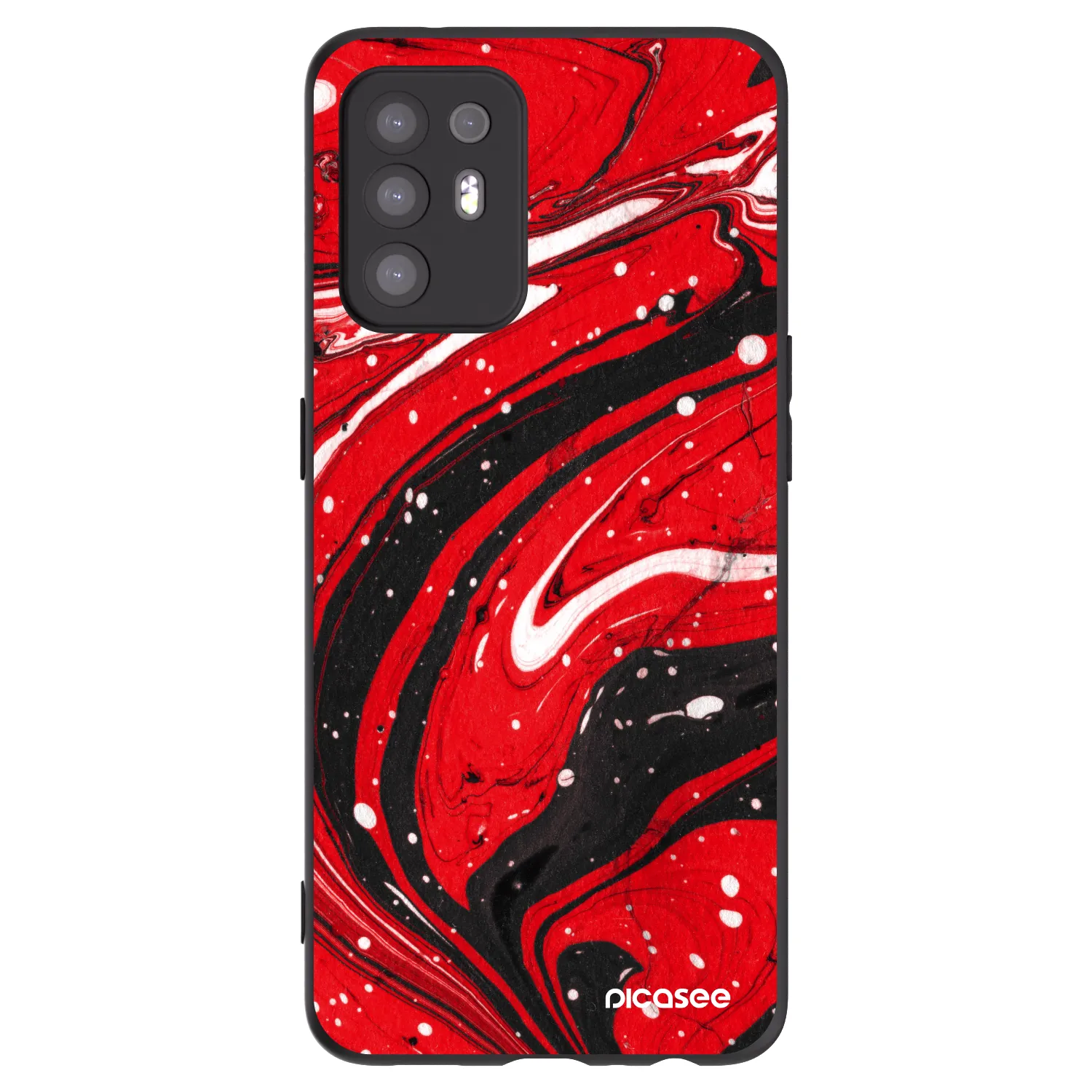 Picasee silikonowe czarne etui na OPPO A94 5G - Red black